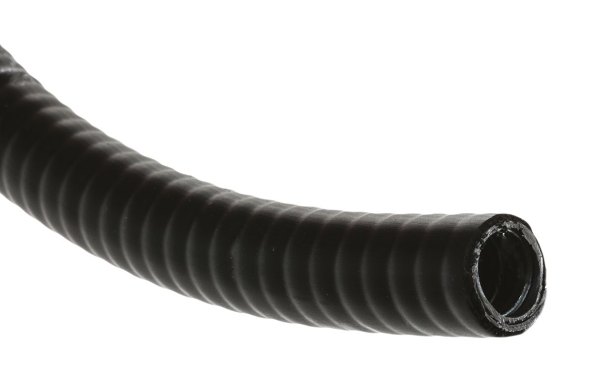 Adaptaflex Flexible Conduit, 10mm Nominal Diameter, Galvanised Steel, Black