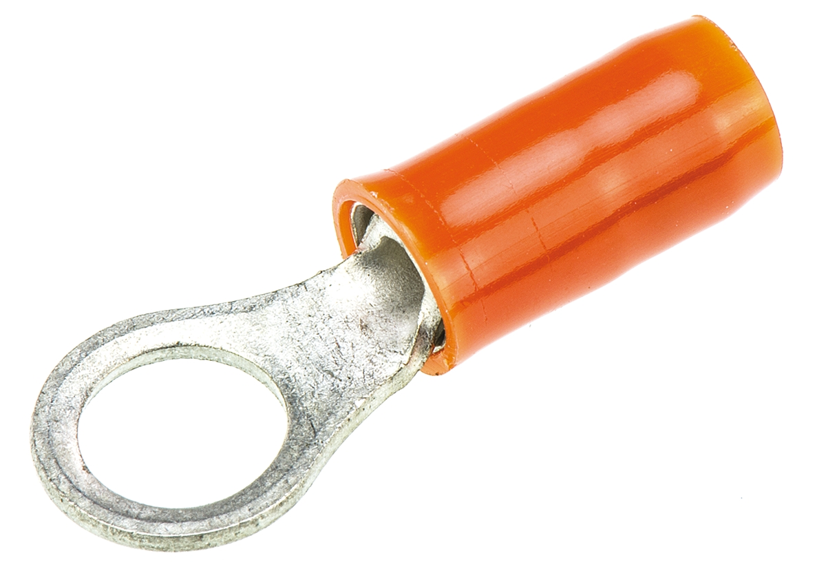 TE Connectivity, PIDG Insulated Ring Terminal, M5 Stud Size, 0.8mm² to 1.65mm² Wire Size, Orange, Red