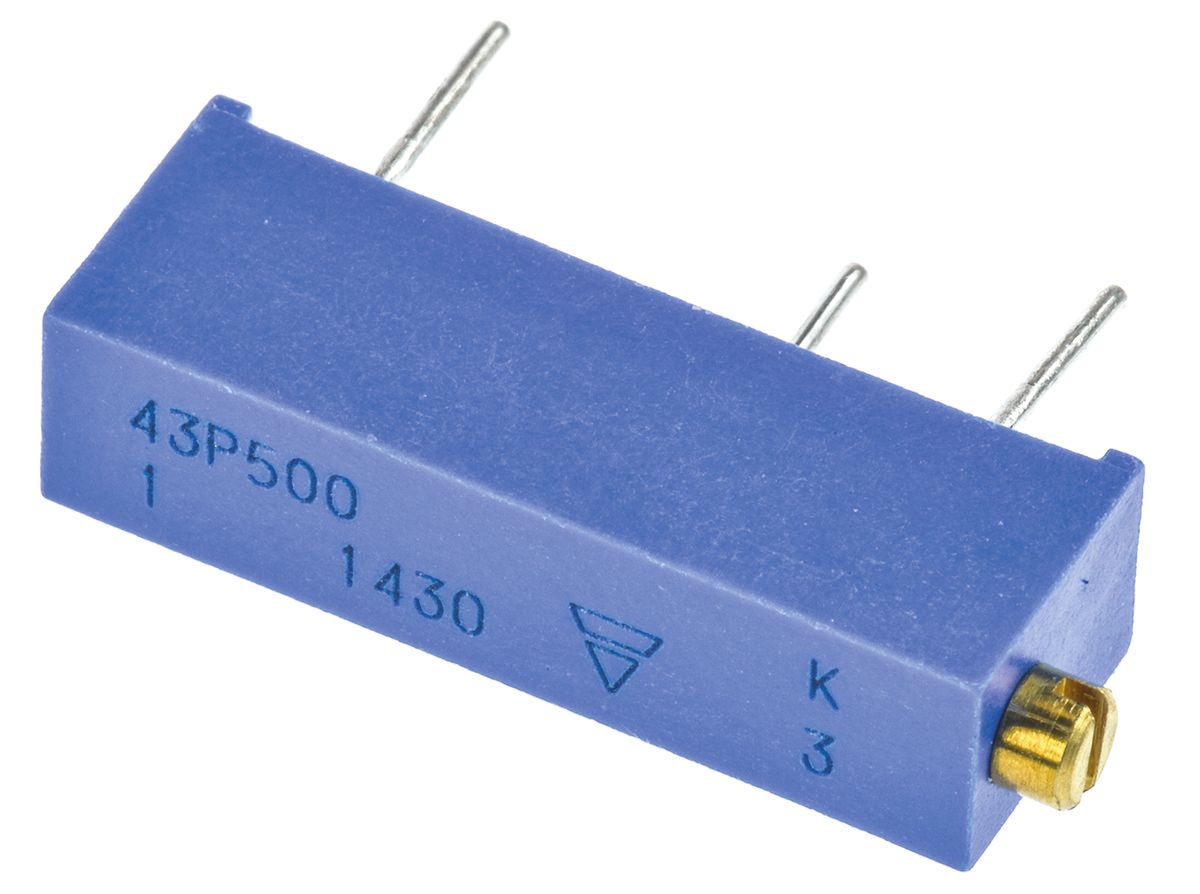 50Ω, Through Hole Trimmer Potentiometer 0.5W Side Adjust Vishay, 43P
