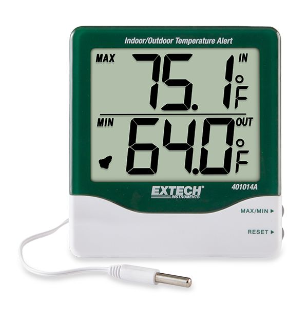 Extech 401014A LCD Digital Thermometer for Outdoor Temperature Measurement Use, +70°C Max, ±1 °C Accuracy