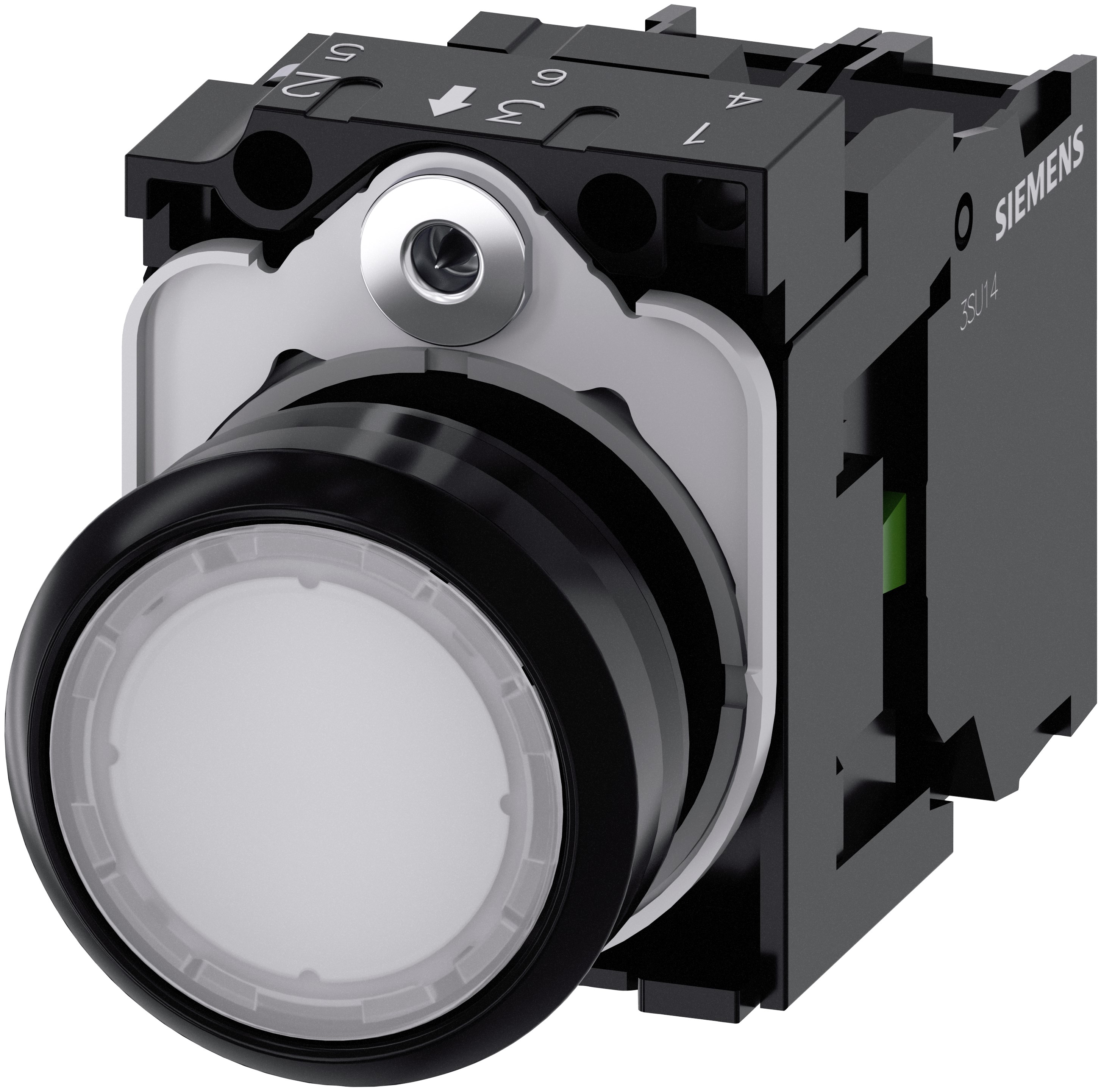 Siemens SIRIUS ACT 3SU11 Series Illuminated Push Button Complete Unit, Momentary, Panel Mount, 22mm Cutout, SPST, White
