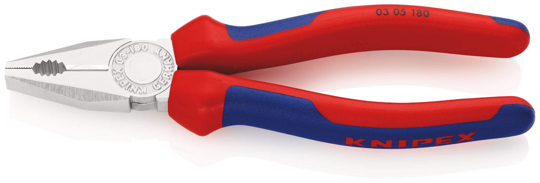 Knipex Combination Pliers, 180 mm Overall, Straight Tip
