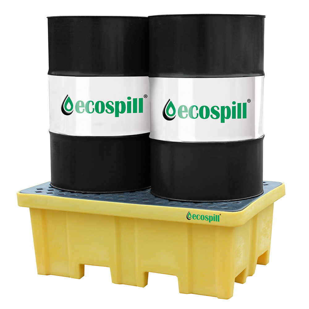 Ecospill Ltd Polyethylene 2 Drum Spill Pallet for Chemical, 230L Capacity