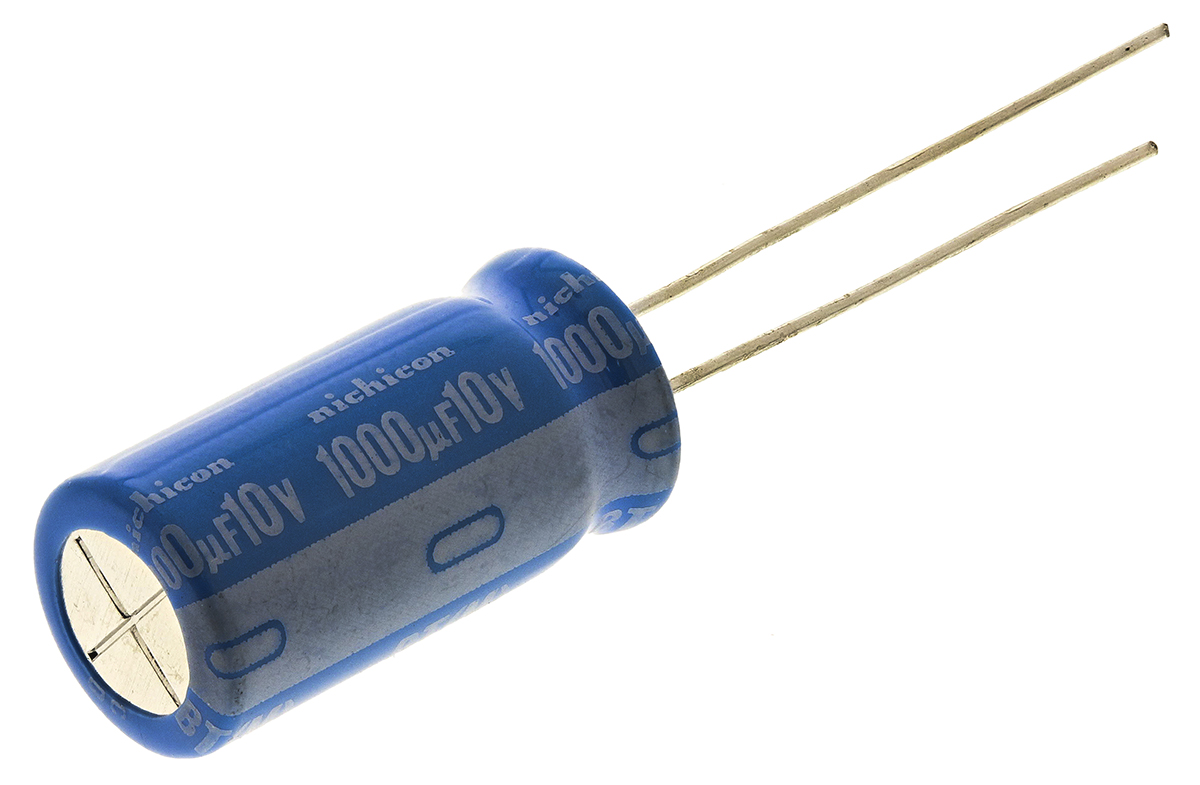Nichicon 1000μF Aluminium Electrolytic Capacitor 10V dc, Radial, Through Hole - UBT1A102MPD8