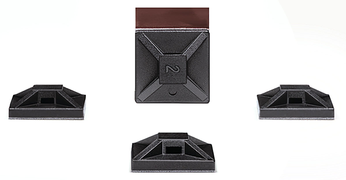 HellermannTyton Self Adhesive Black Cable Tie Mount 13 mm x 13mm, 2.7mm Max. Cable Tie Width