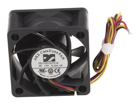 ARX CeraDyna Series Axial Fan, 12 V dc, DC Operation, 45.5m³/h, 12W, 40 x 40 x 28mm