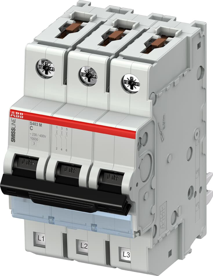 ABB SMISSLINE TP S400M MCB, 3P, 10A Curve C, 230V AC, 10 kA Breaking Capacity