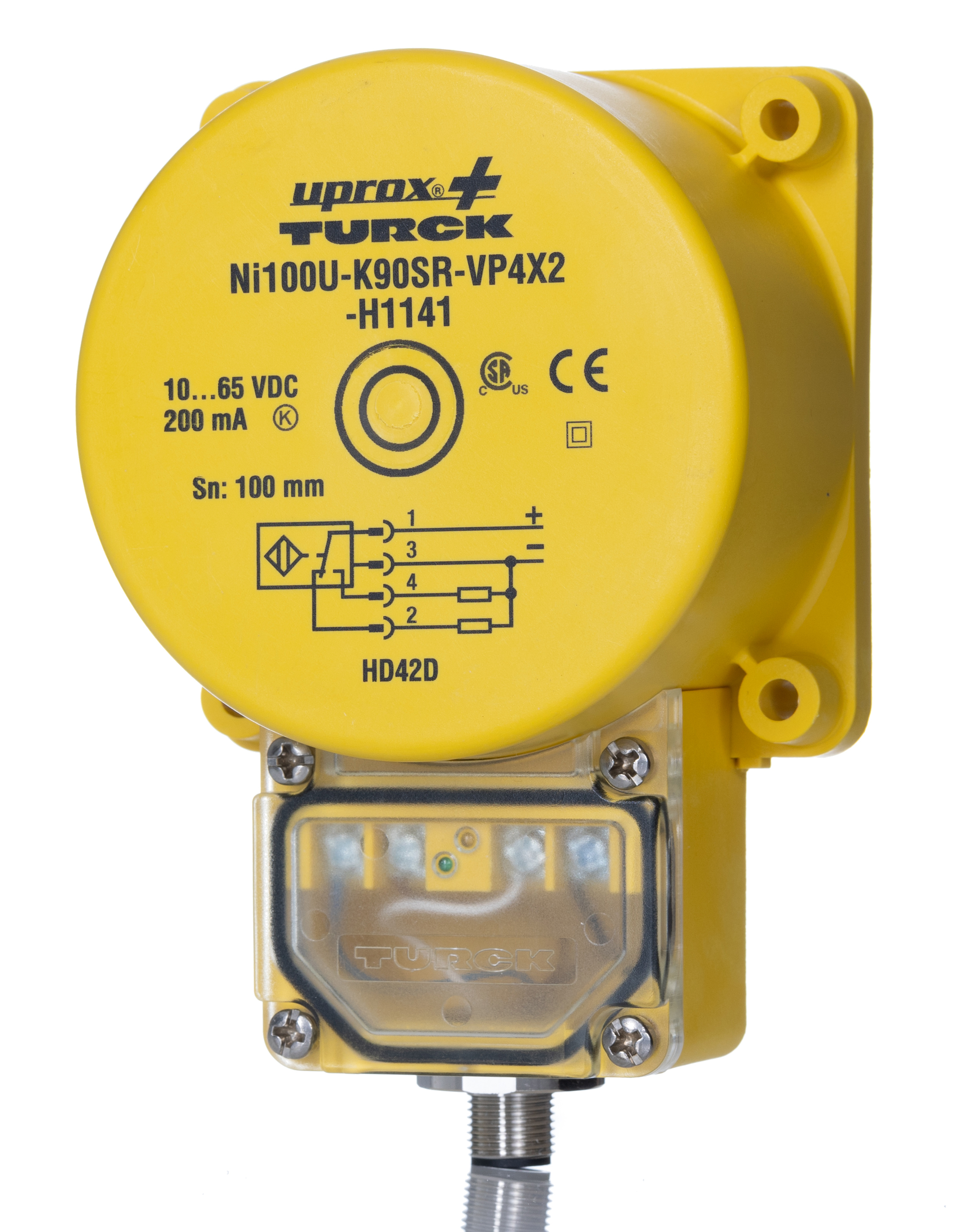 Turck Inductive Block Proximity Sensor, M12, 100 mm Detection, PNP NO+NC, 10 → 65 V dc