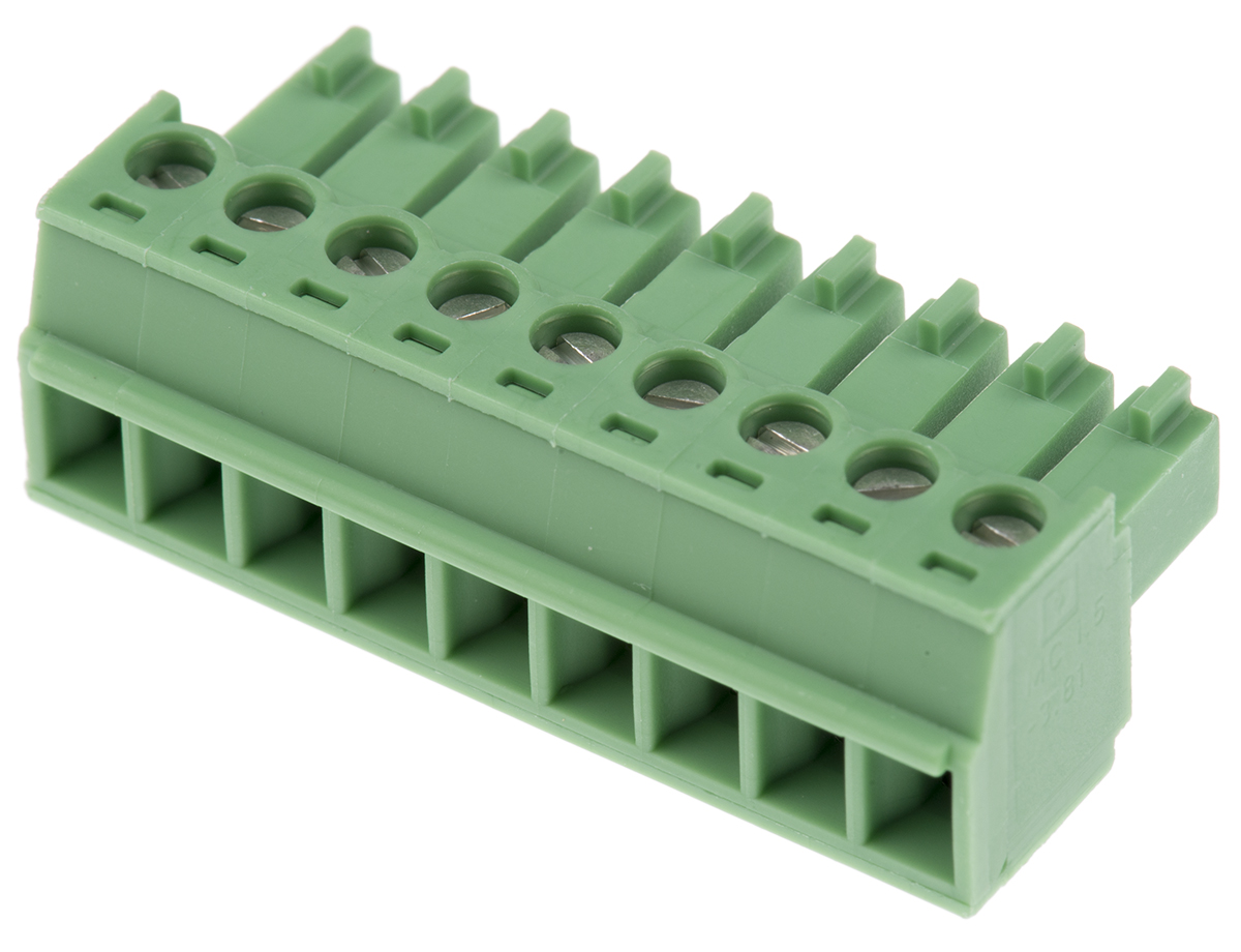 Phoenix Contact, 3.81mm Pitch, MC 1.5/ 9-ST-3.81, 9 Way, , Pluggable Terminal Block, Plug, Cable Mount, Screw