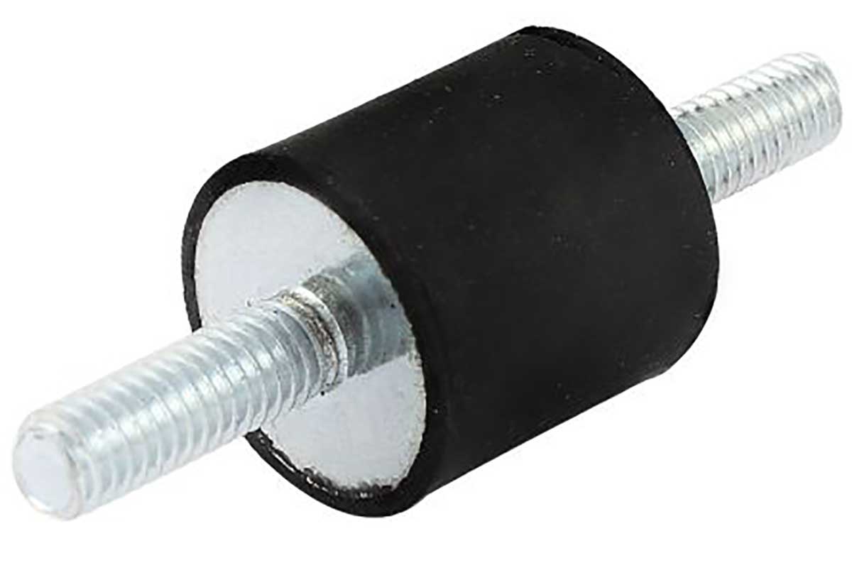 RS PRO Cylindrical M10 Anti Vibration Mount, Male to Male Bobbin with 127.8kg Compression Load