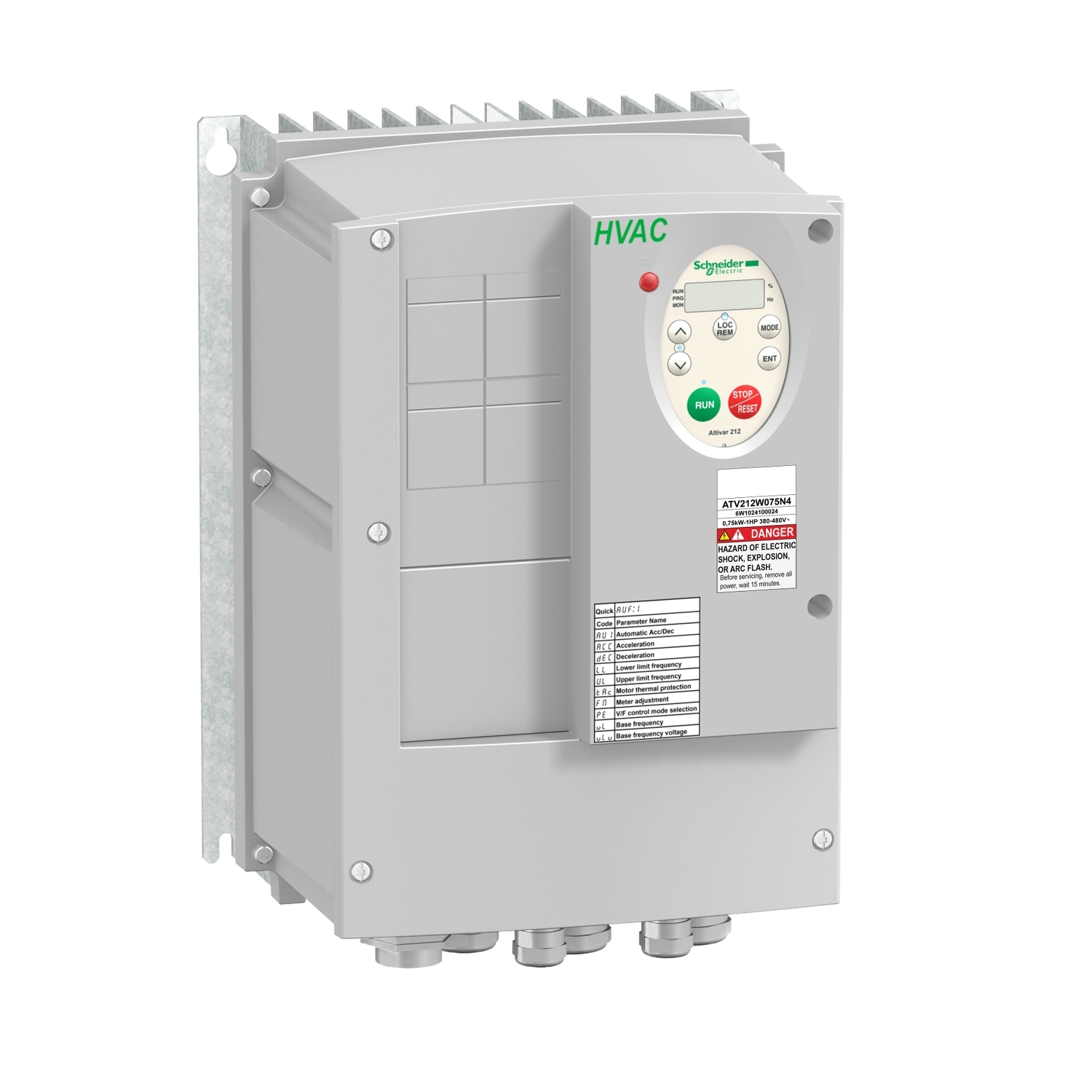 Schneider Electric Inverter Drive, 2.2 kW, 3 Phase, 400 V, 3.6 A, 4.6 A, ALTIVAR 212 Series