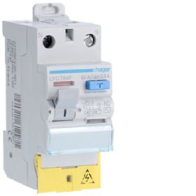 Hager CFC RCD Switch, 63A, 2 Pole, 30mA, Type AC, 230V