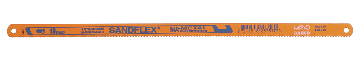 Bahco 300 mm Spring Steel Hacksaw Blade, 18 TPI