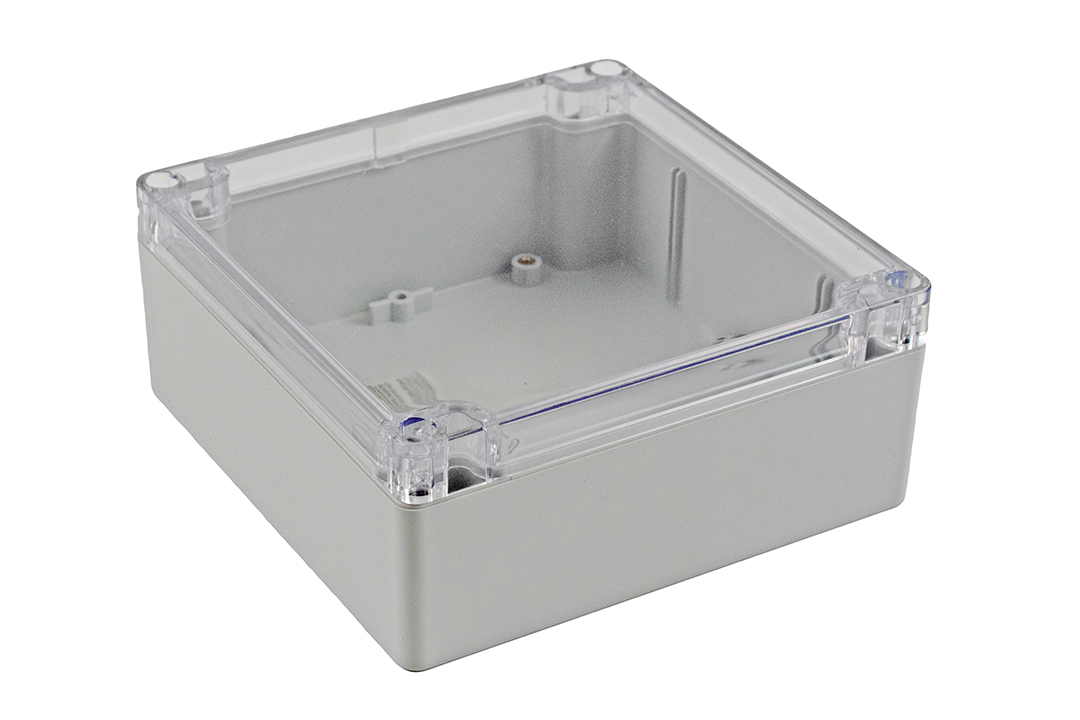 Hammond 1554 Series Grey Polycarbonate Enclosure, IP68, Clear Lid, 5.51 x 5.51 x 2.36in