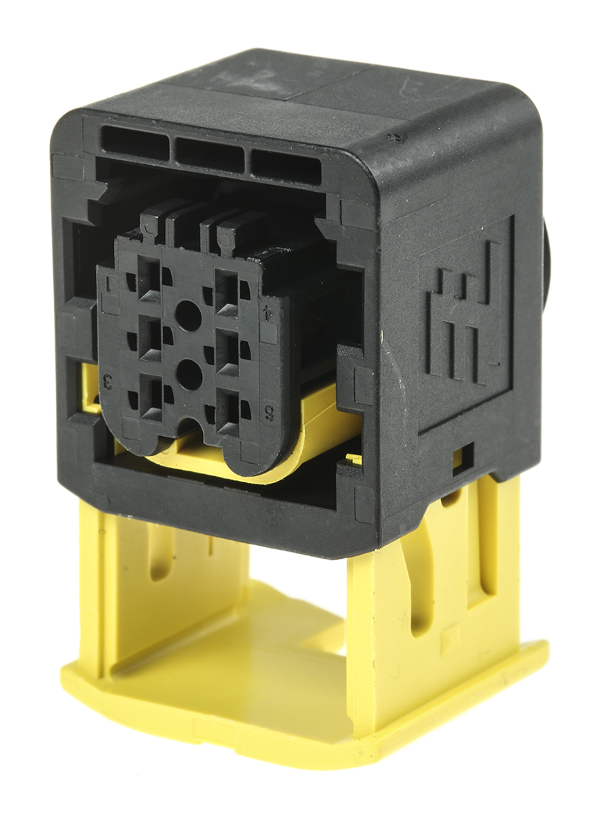 TE Connectivity, HDSCS Automotive Connector Socket Black Cable Mount 6 Way 1-1418469-1