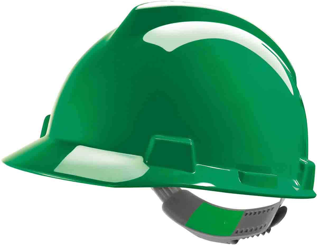 MSA Safety V-Gard Green Safety Helmet, Adjustable
