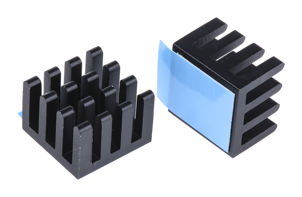 RS PRO Heatsink, Universal Rectangular Alu, 26.5K/W, 14 x 14 x 10mm, Adhesive Foil