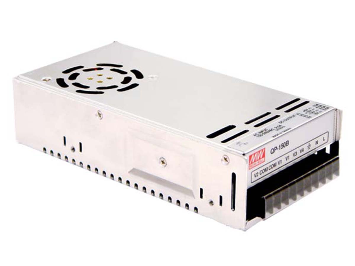 MEAN WELL Switching Power Supply, QP-150D, 5 V dc, ±12 V dc, ±24 V dc, 2 A, 4 A, 10 A, 600mA, 153W, Quad Output, 127