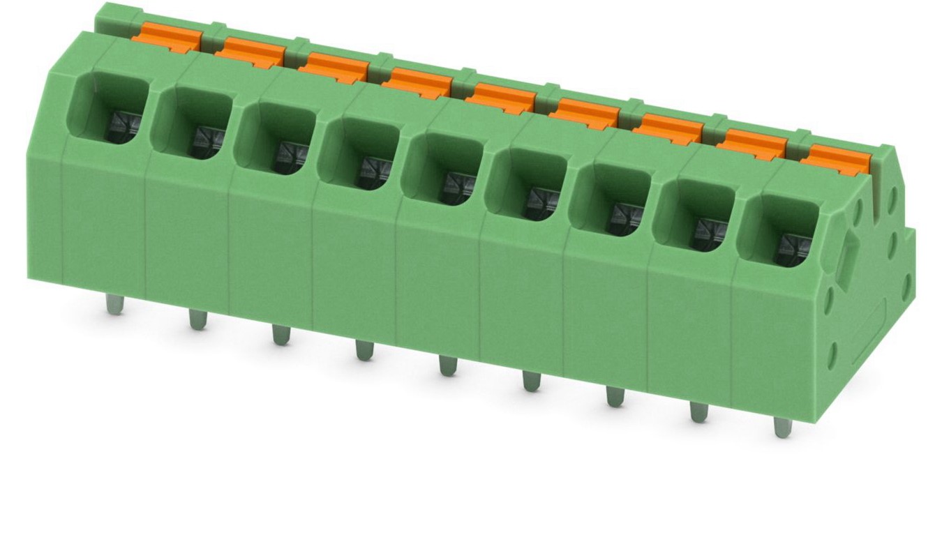 Phoenix Contact SPTAF 1/ 9-3.5-IL Series PCB Terminal Block, 9-Contact, 3.5mm Pitch, Through Hole Mount, 1-Row, Screw