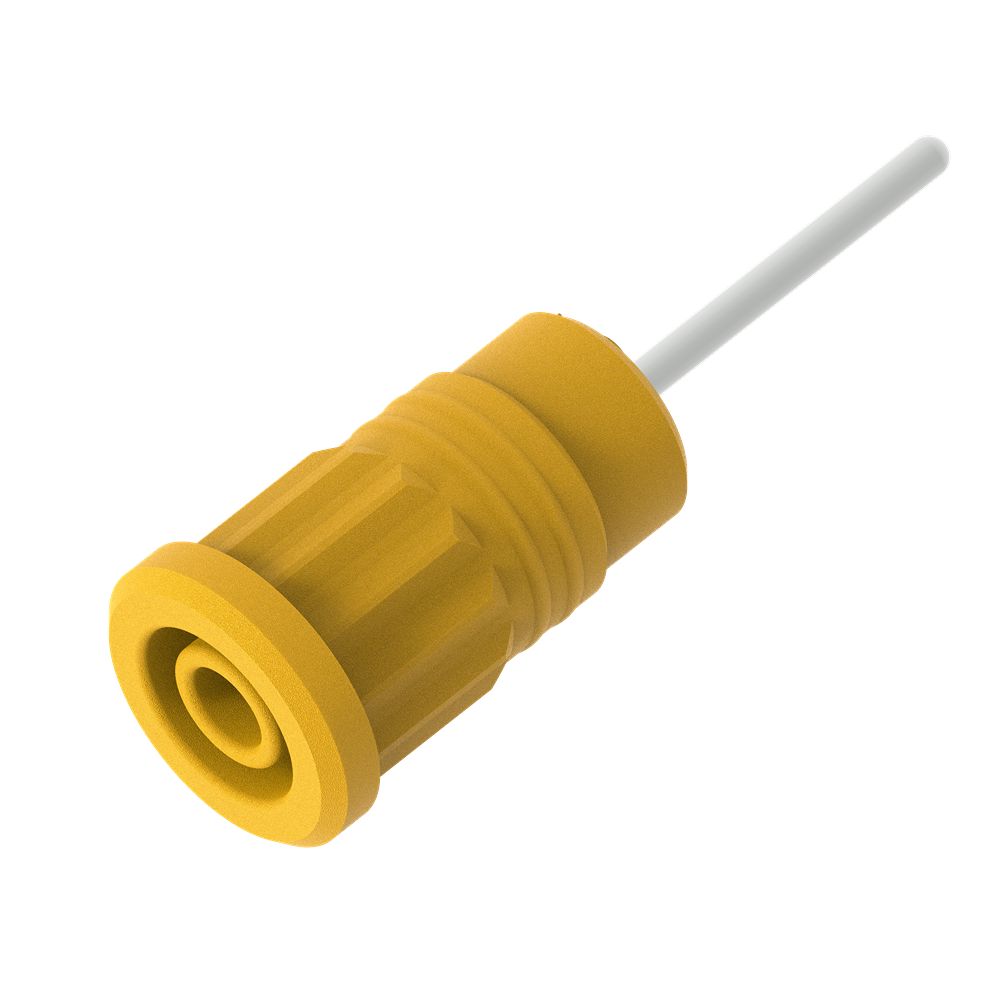 Electro PJP Yellow Female Banana Socket, 4 mm Connector, Press Fit Termination, 36A, 1kV, Nickel Plating