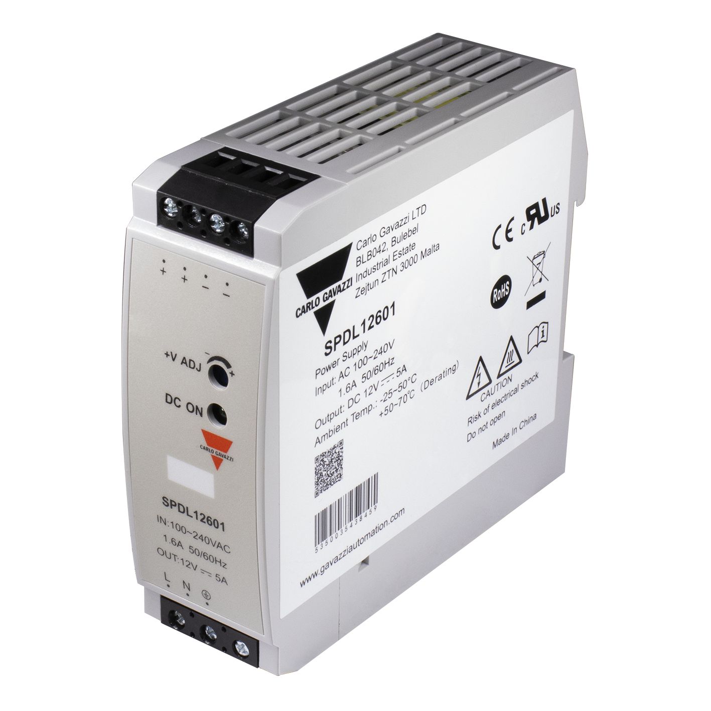 Carlo Gavazzi Switching Power Supply, SPDL12601, 12V, 5A, 60W, 1 Output, 100 → 240V dc Input Voltage