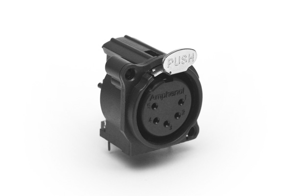 Amphenol Industrial Chassis Mount XLR Connector, Horizontal, Female, IP40, 133 V, 5 Way, Gold over Nickel Plating