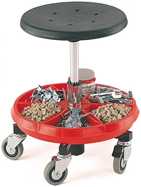 Bott PUR Mobile Stool 0.36 → 0.475m Platform Height, Black, Red