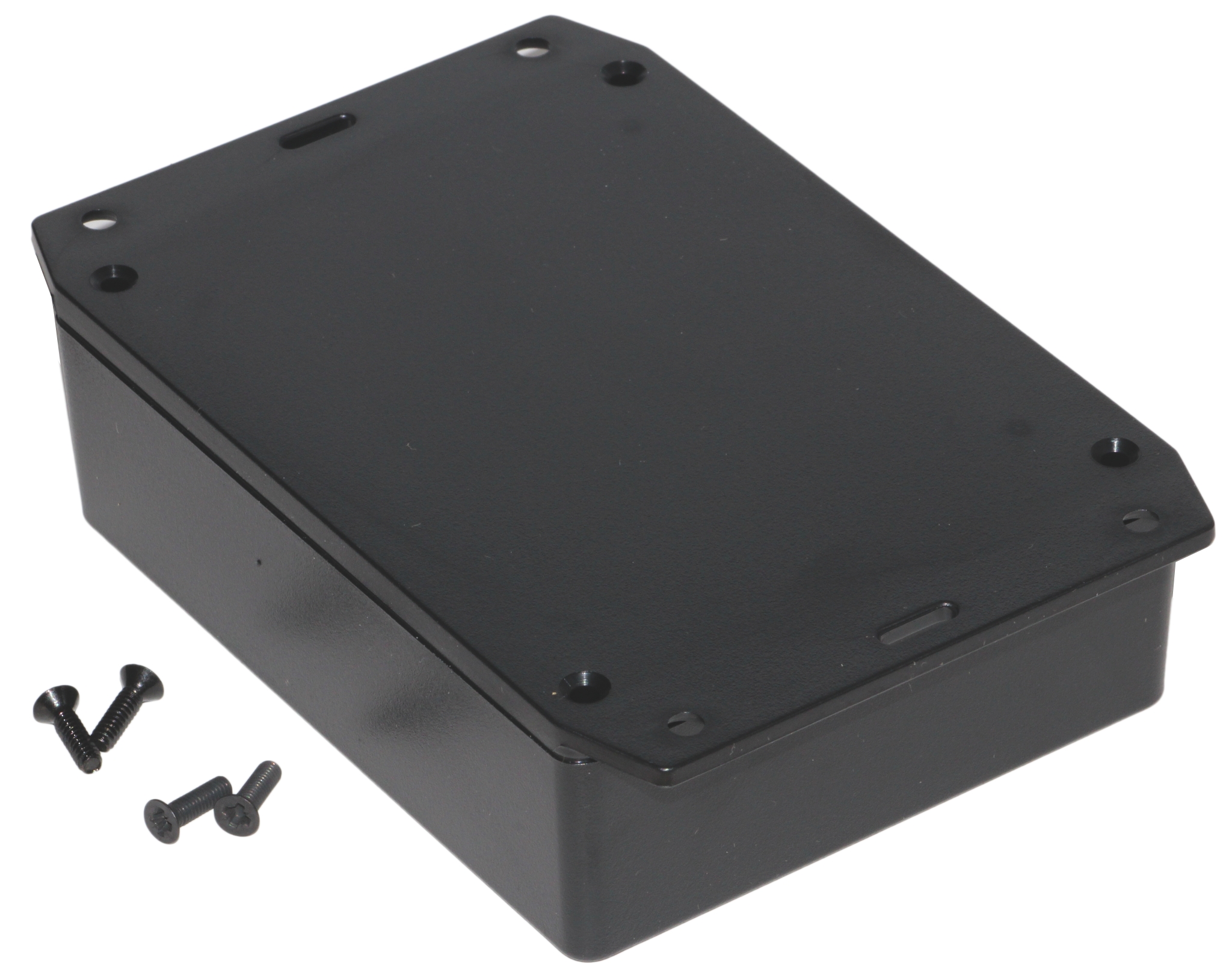 Hammond 1591 Series Black Flame Retardant ABS Enclosure, IP54, Flanged, Black Lid, 122.5 x 95.9 x 35.3mm