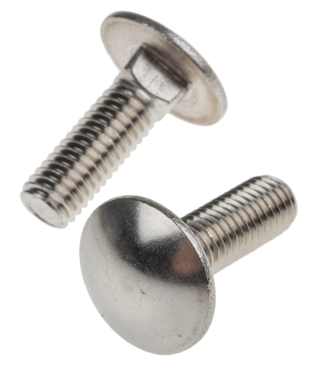 Plain Stainless Steel Coach Bolt, M8 x 25mm