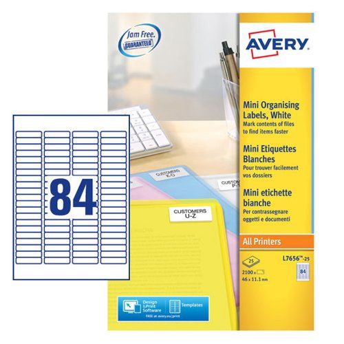 Avery White Adhesive High Visibility Label Sheet, Pack of 25Sheets