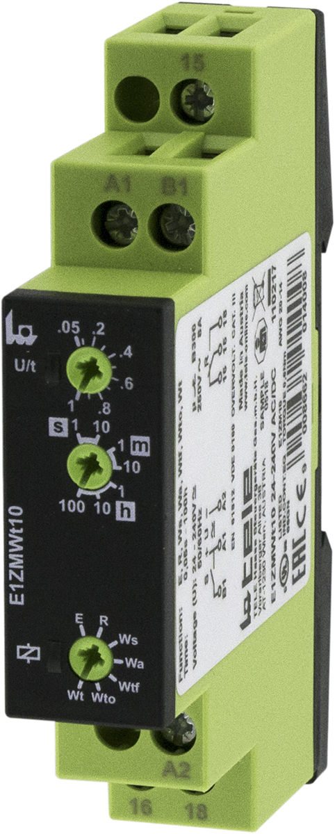 Tele E1ZMWt Series DIN Rail Mount Timer Relay, 250V ac, 1-Contact, 3 min → 1 h, 3s