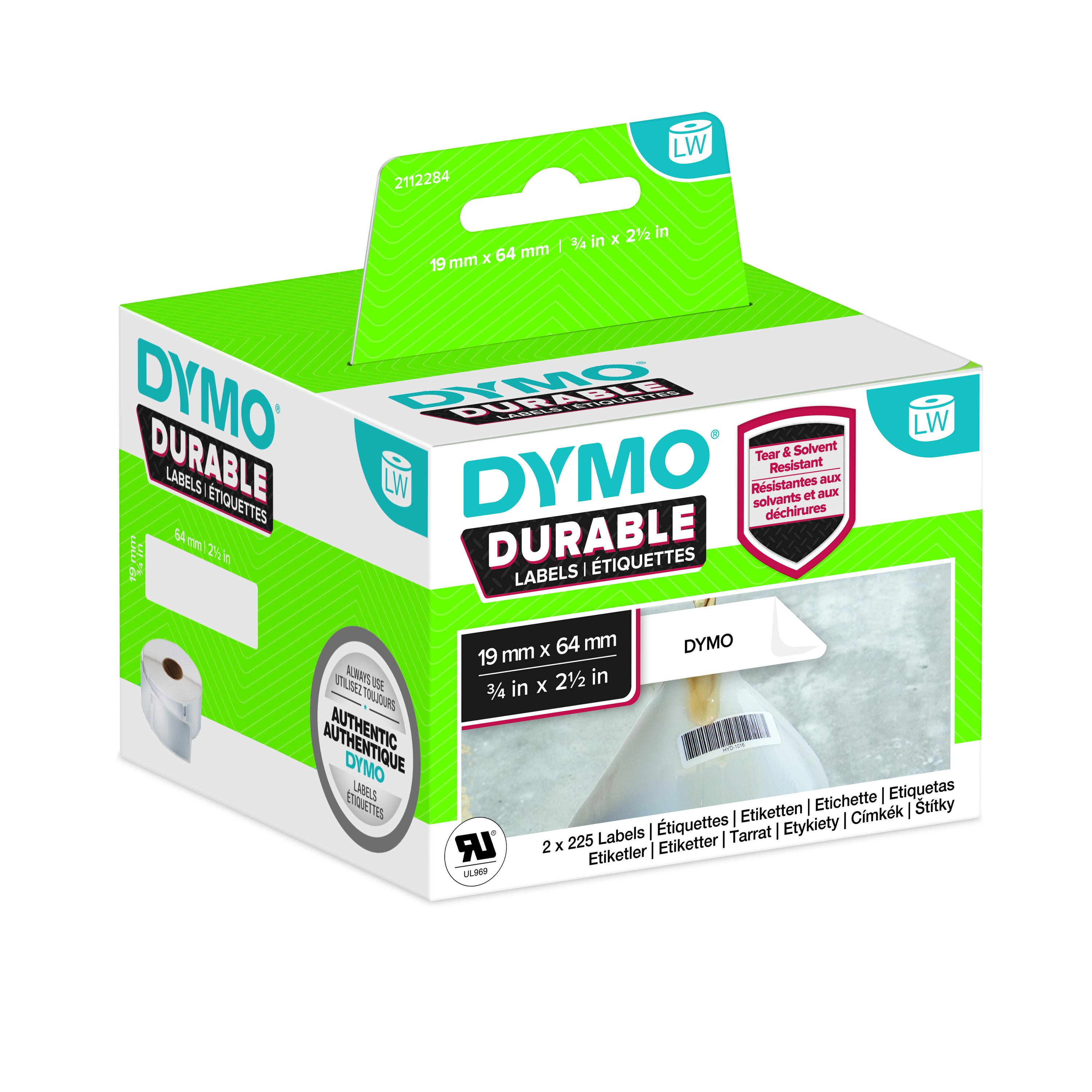 Dymo White Black Print Label Roll, 64mm Width, 19mm Height, 900Per Roll Qty