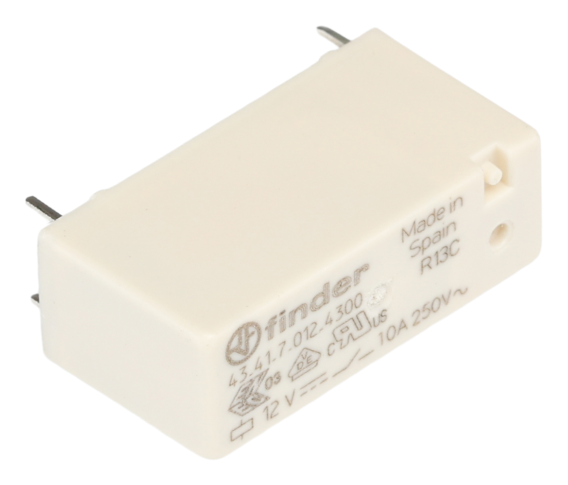 Finder PCB Mount Power Relay, 12V dc Coil, 10A Switching Current, SPDT
