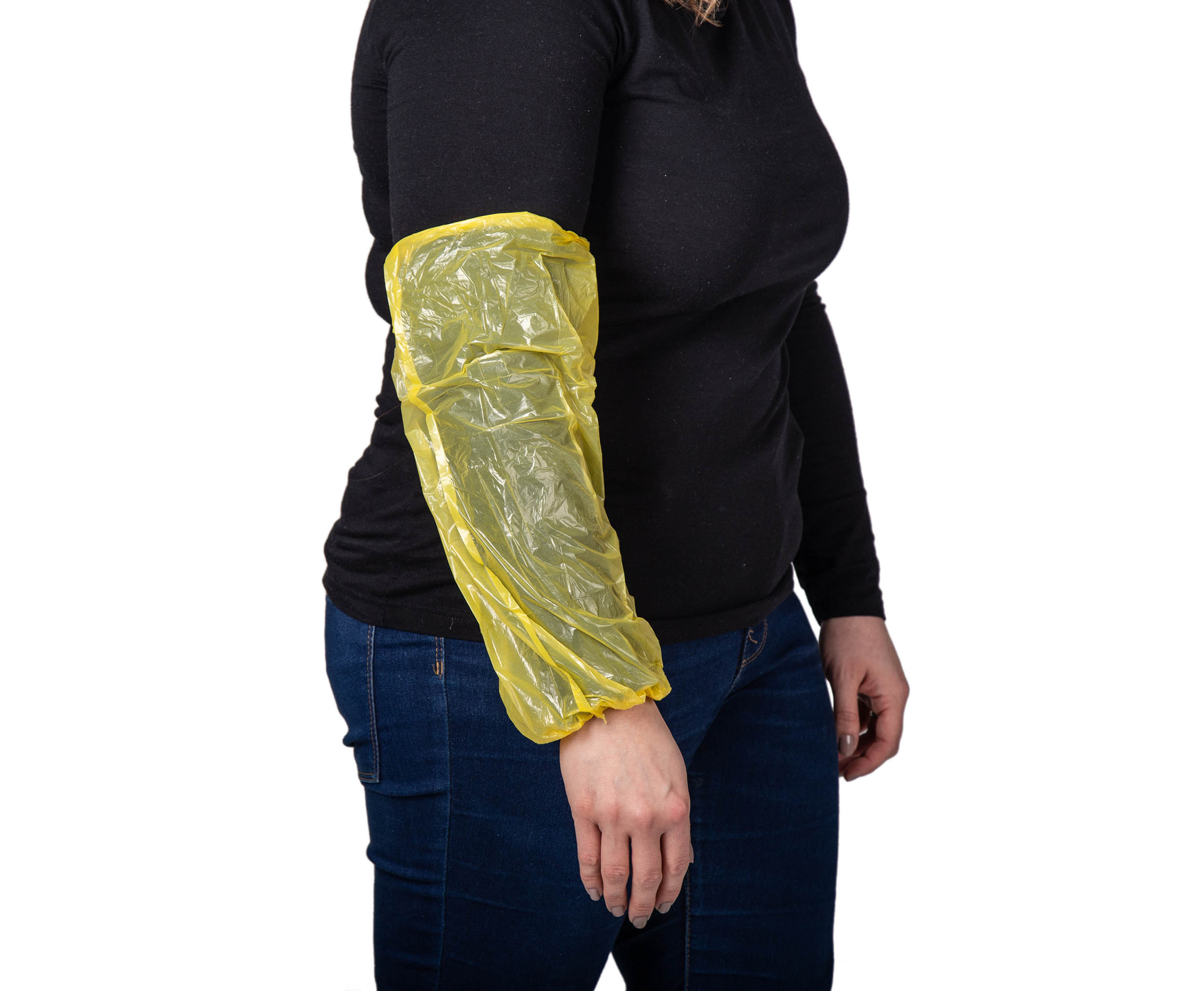 RS PRO Yellow Disposable Polythene Arm Protector for Food Industry Use, 400mm Length, 22 x 40 cm