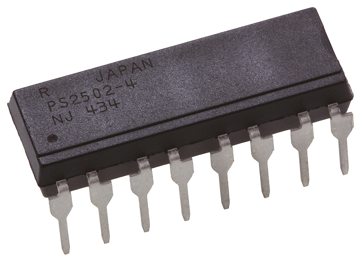 Renesas, PS2502-4-A DC Input Darlington Output Quad Optocoupler, Through Hole, 16-Pin PDIP