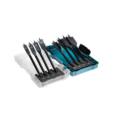Makita 8-Piece Flat Wood Drill Bit Set for Wood, 32mm Max, 12mm Min, Metal Bits