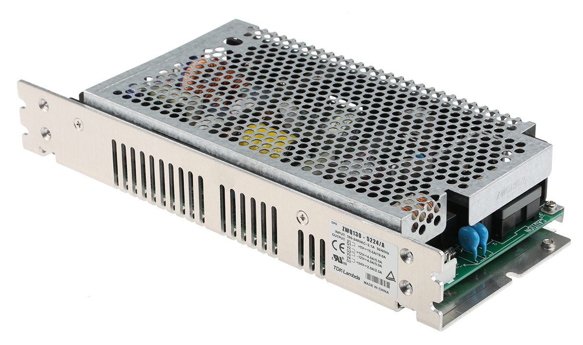 TDK-Lambda Switching Power Supply, ZWQ130-5224/A, 5 V dc, ±12 V dc, ±24 V dc, 2 A, 4 A, 15 A, 130W, Quad Output, 120