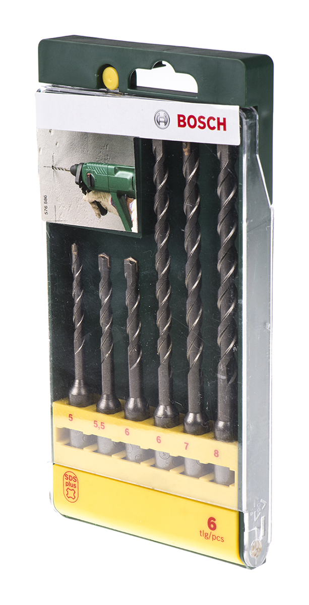 Bosch 6-Piece SDS Drill Bit Set for Masonry, 8mm Max, 5mm Min, Carbide Bits