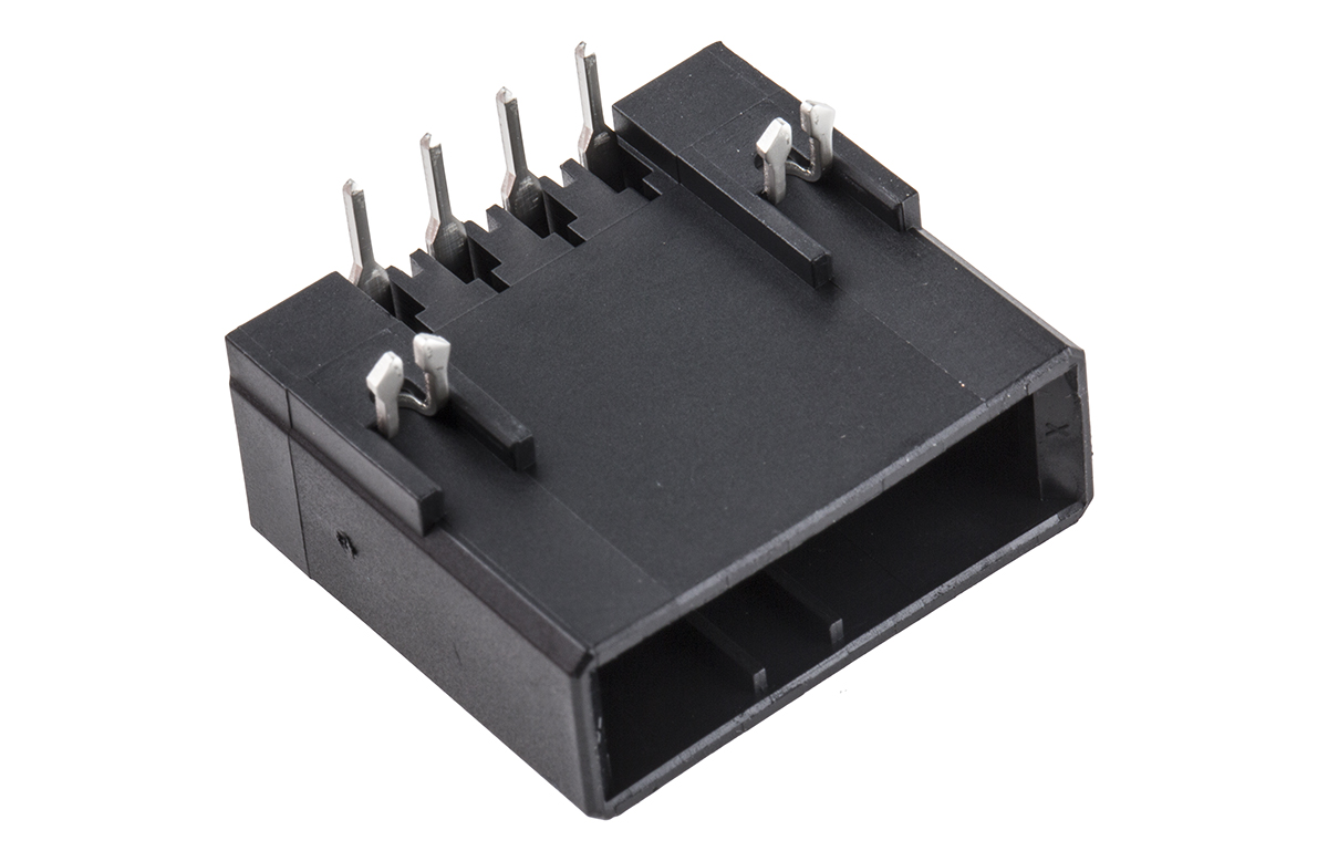 TE Connectivity Dynamic 3000 Series Right Angle Through Hole PCB Header, 4 Contact(s), 3.81 mm Pitch, 1 Row, Shrouded