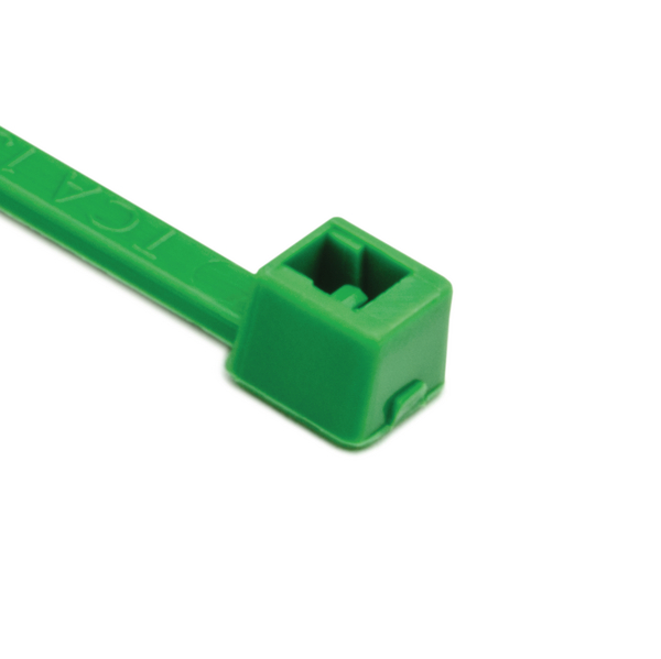 HellermannTyton Cable Tie, Inside Serrated, 100mm x 2.5 mm, Green Polyamide 6.6 (PA66), Pk-100