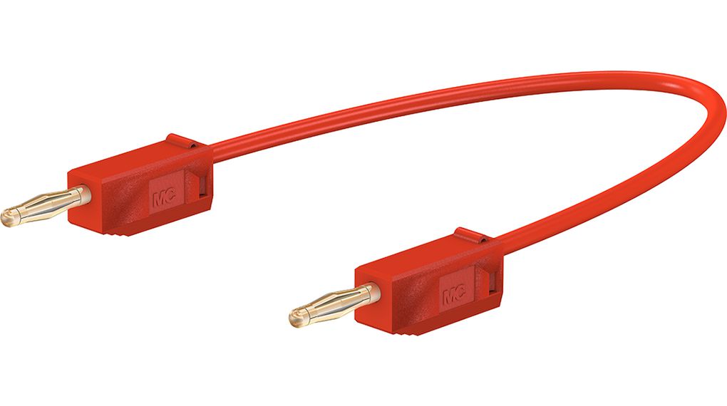 Staubli Test lead, 10A, 30 → 60V, Red, 7.5cm Lead Length