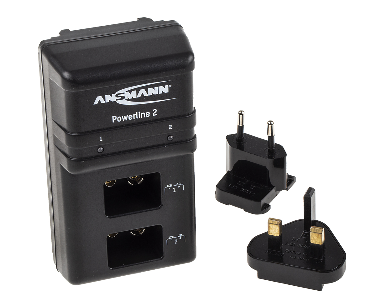 Ansmann Powerline 2 Battery Charger For NiCd, NiMH 9V 2 Cell with EU, UK plug