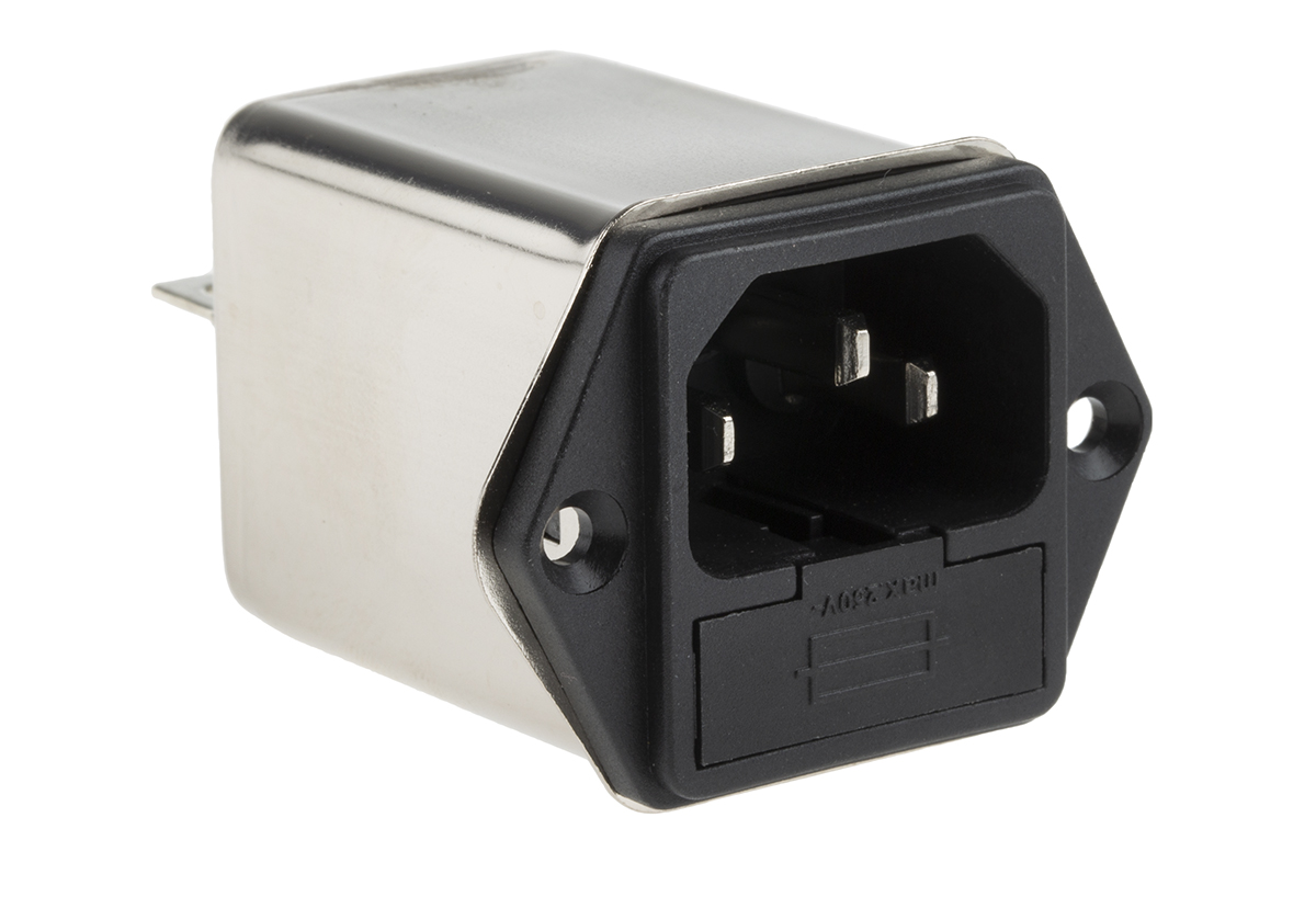 Schaffner 4A, 250 V ac Male Panel Mount IEC Filter FN261-4-06, Faston 1 Fuse