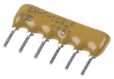 Bourns, 4600X 100Ω ±2% Bussed Resistor Array, 5 Resistors, 0.75W total, SIP, Through Hole