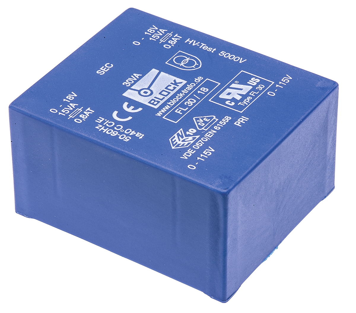 Block 18V ac 2 Output Through Hole PCB Transformer, 30VA