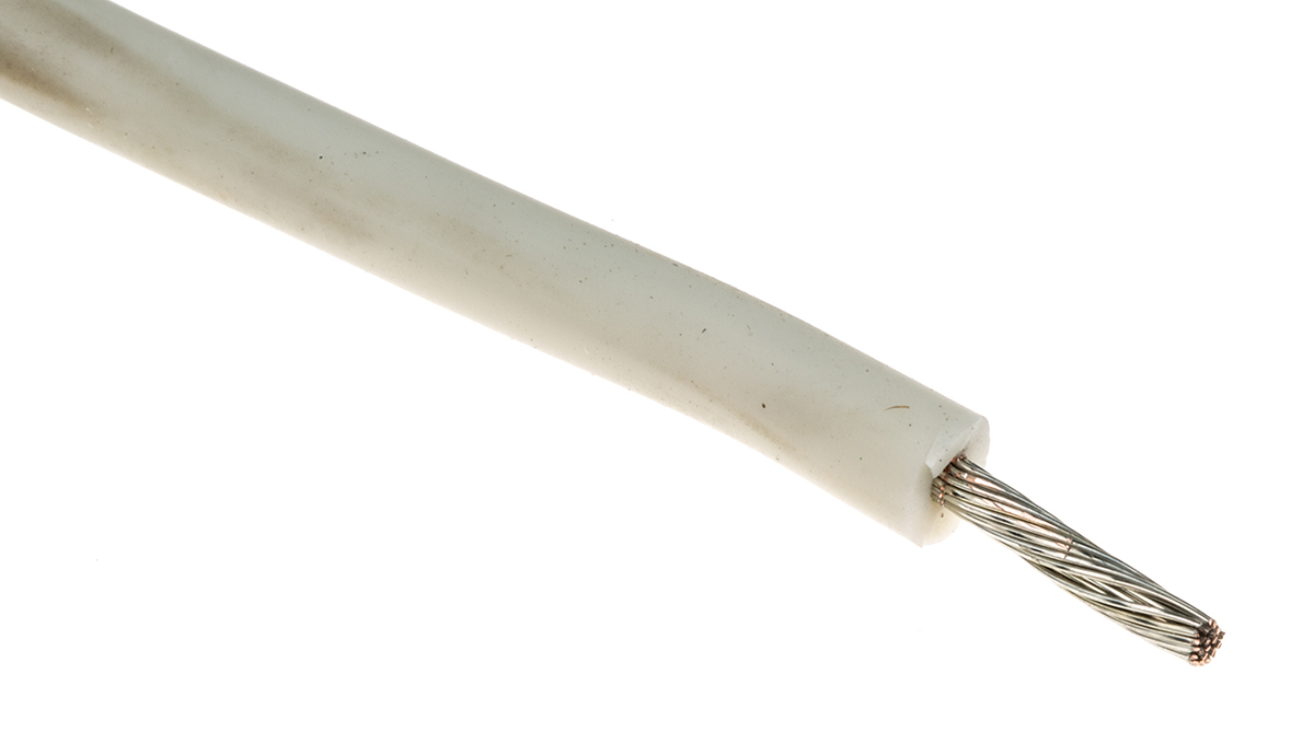 Alpha Wire Hook-up Wire Silicone Series White 2.1 mm² Hook Up Wire, 14 AWG, 41/0.25 mm, 30m, Silicone Rubber