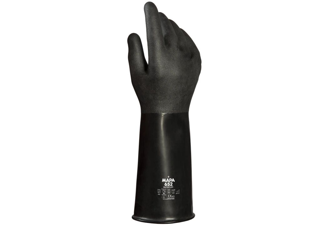Mapa Butoflex 652 Black Butyl Puncture & Tear Resistant Gloves, Size 7, Butyl Coating