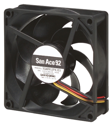 Sanyo Denki San Ace 9S Series Axial Fan, 12 V dc, DC Operation, 75.6m³/h, 1.68W, 140mA Max, 92 x 92 x 25mm