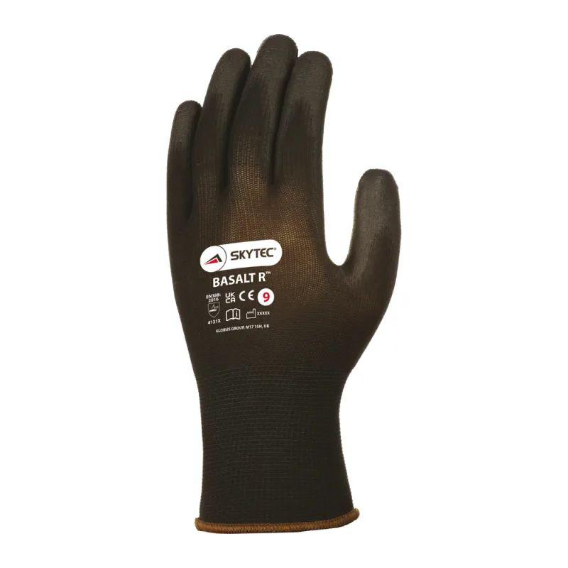 Skytec Basalt R Black Nylon Nylon Work Gloves, Size 6, Polyurethane Coating