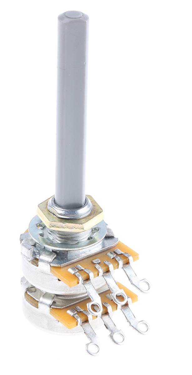 TE Connectivity 27 47kΩ Rotary Potentiometer 2-Gang Panel Mount, 27ESB473MMF50NF